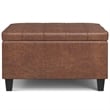 Pemberly Row Vegan Faux Leather Storage Ottoman in Saddle Brown