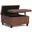 Pemberly Row Vegan Faux Leather Storage Ottoman in Saddle Brown