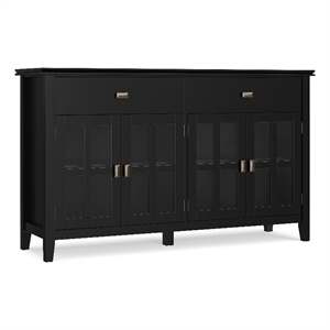 Pemberly Row Solid Wood 60&quot 4 Door Sideboard Buffet in Black