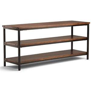 Pemberly Row Solid Wood 60&quot TV Media Stand in Dark Cognac Brown up to 65&quot