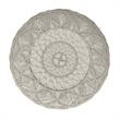 Pemberly Row Contemporary Round Macrame Pouf in Cloud Gray Cotton