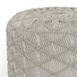 Pemberly Row Contemporary Round Macrame Pouf in Cloud Gray Cotton
