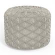 Pemberly Row Contemporary Round Macrame Pouf in Cloud Gray Cotton