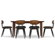 Pemberly Row 7-Piece Dining Set in Walnut Veneer with Black Chairs