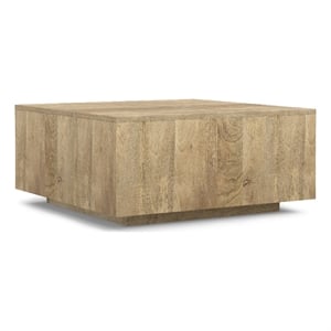 Pemberly Row Square Solid Wood Coffee Table in Natural Mango
