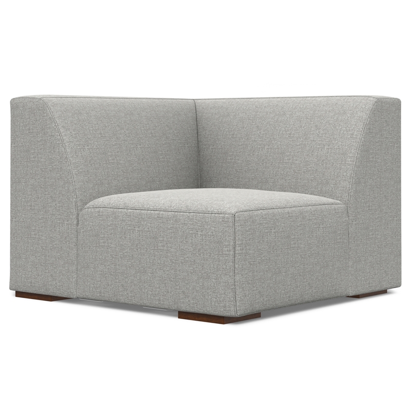 Pemberly Row Right Corner Sectional Modular Sofa with Ottoman in Pale Gray