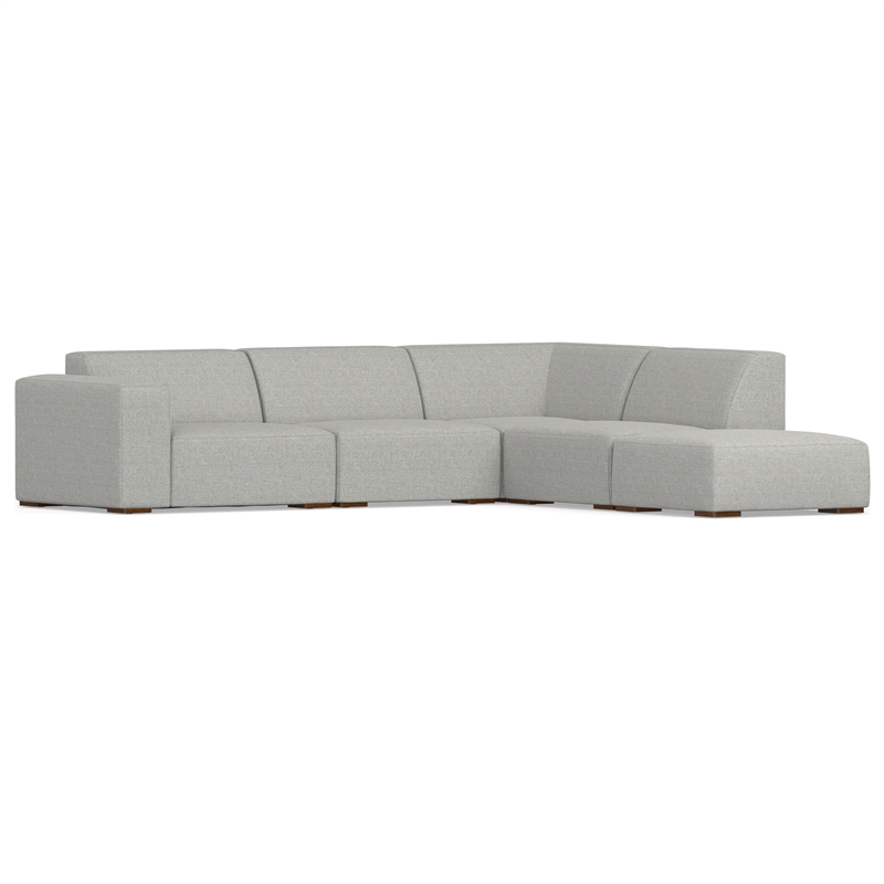 Pemberly Row Right Corner Sectional Modular Sofa with Ottoman in Pale Gray