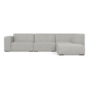 Pemberly Row Right Corner Sectional Modular Sofa with Ottoman in Pale Gray