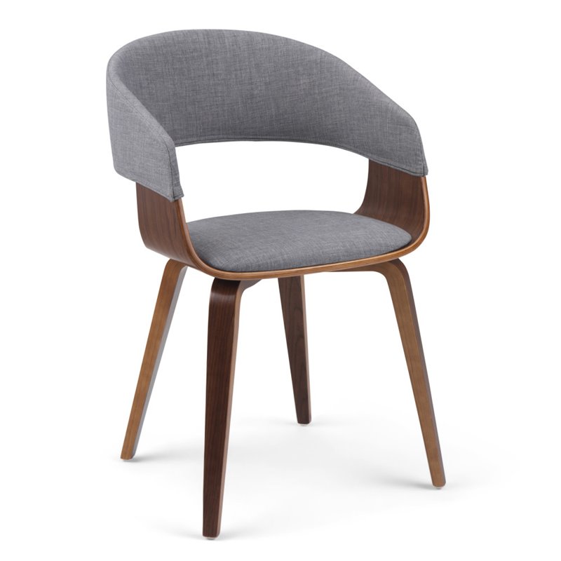 Pemberly Row Solid Wood Bentwood Dining Chair in Light Gray Linen