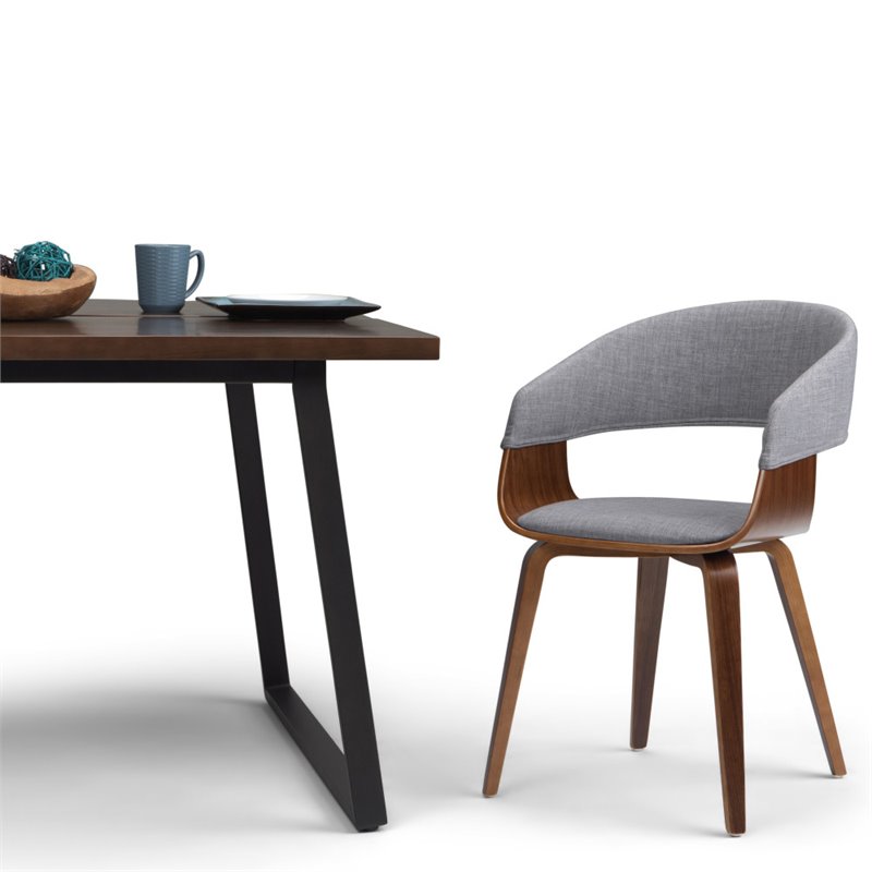 Pemberly Row Solid Wood Bentwood Dining Chair in Light Gray Linen