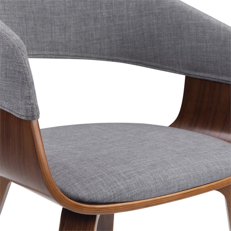 Pemberly Row Solid Wood Bentwood Dining Chair in Light Gray Linen