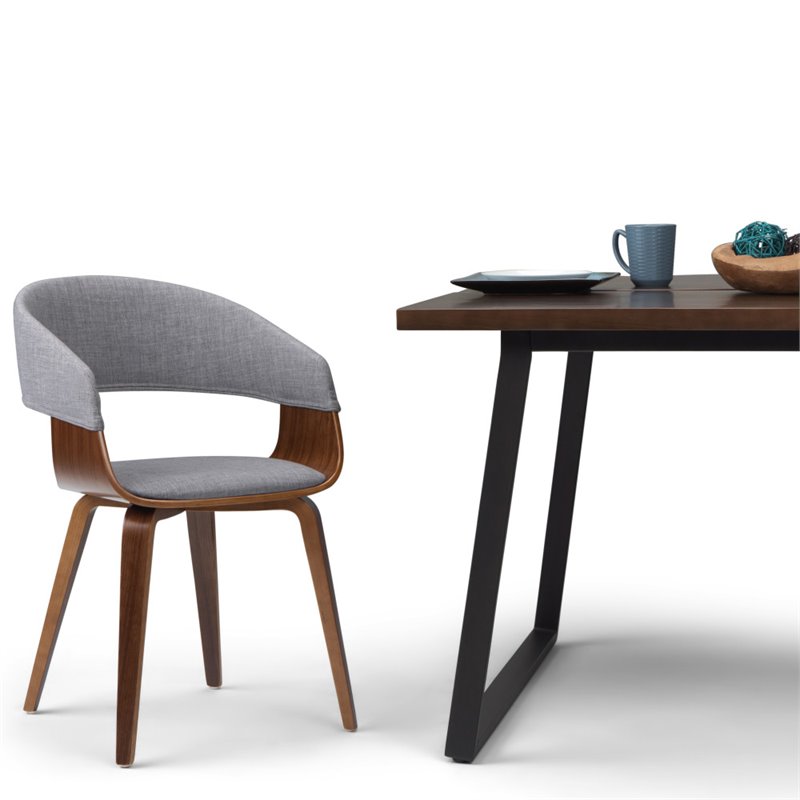 Pemberly Row Solid Wood Bentwood Dining Chair in Light Gray Linen