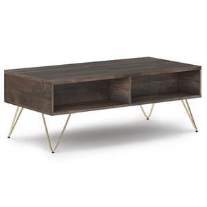 Pemberly Row Mango Wood 48&quot Rectangle Lift Top Coffee Table in Ebony
