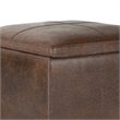 Pemberly Row Cube Storage Ottoman with Tray in Brown Faux Leather