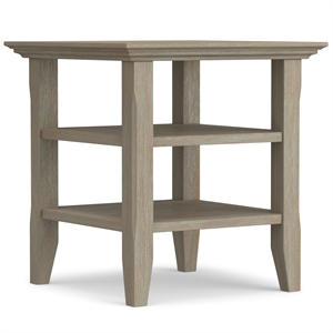 Pemberly Row Wood 19&quot Square Transitional End Side Table in Gray