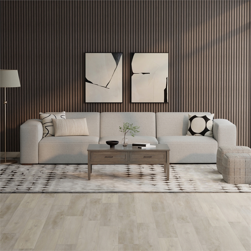 Pemberly Row 3-Seater Modular Sofa in Pale Gray Performance Fabric