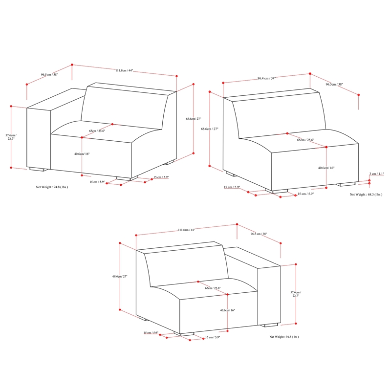Pemberly Row 3-Seater Modular Sofa in Pale Gray Performance Fabric