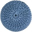 Pemberly Row Boho Round Hand Knit Pouf Seat in Navy Blue Cotton