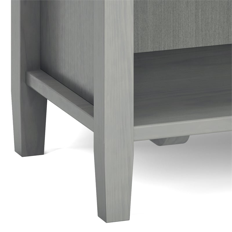 Pemberly Row Transitional Solid Wood Bedside Table in Fog Gray