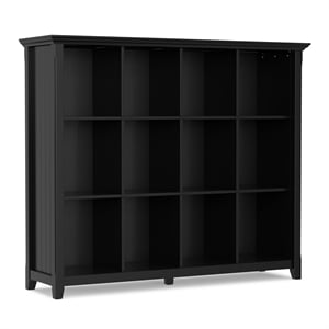 Pemberly Row Solid Wood 48&quot x 57&quot Transitional 12 Cube Storage in Black