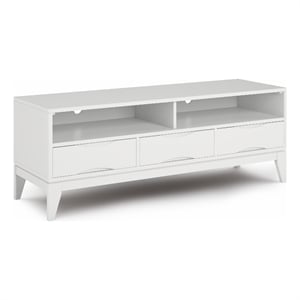 Pemberly Row Solid Hardwood 60&quot Modern TV Media Stand in White