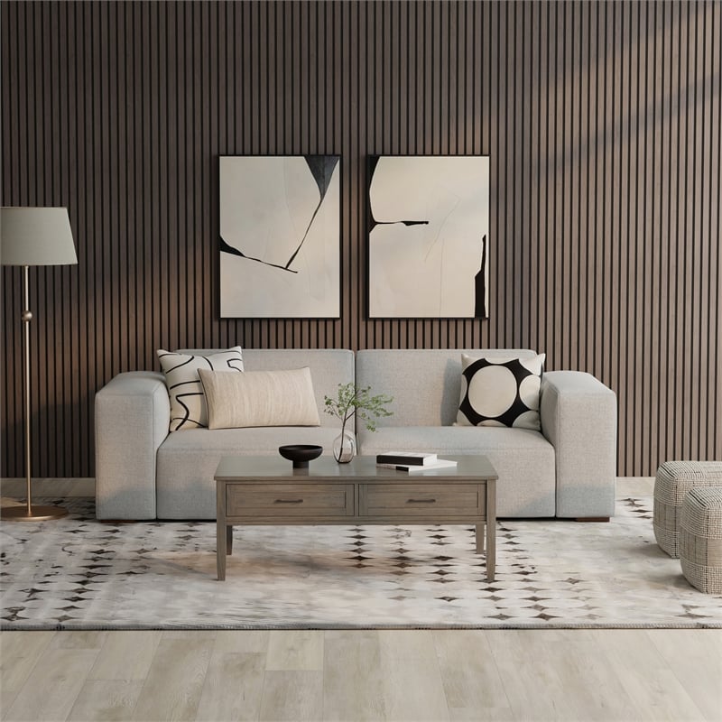 Pemberly Row 2 Seater Modular Sofa in Pale Gray Performance Fabric