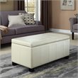 Pemberly Row Contemporary Rectangle Faux Leather Storage Bench in Cream