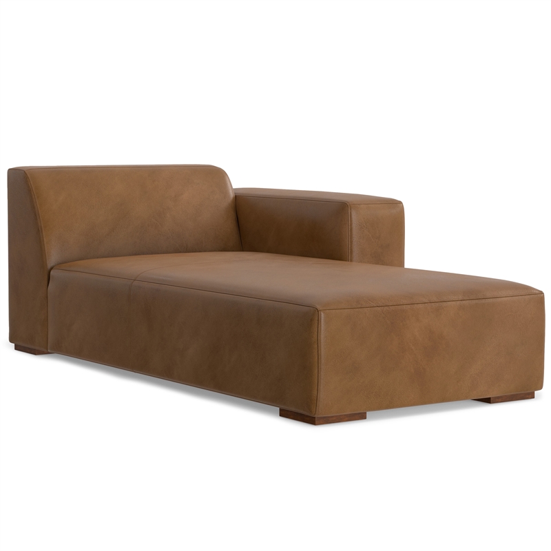 Pemberly Row Right-Facing Modular Sectional Sofa in Caramel Leather