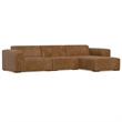 Pemberly Row Right-Facing Modular Sectional Sofa in Caramel Leather