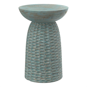 Pemberly Row 16&quot Solid Mango Contemporary Tall Accent Table in Teal Wash
