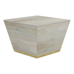Pemberly Row Solid Mango Wood 28&quot Square Coffee Table in White Wash
