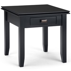 Pemberly Row Solid Wood 21&quot Square Transitional End Side Table in Black