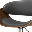 Pemberly Row Faux Leather Adjustable Swivel Bar Stool in Charcoal Gray