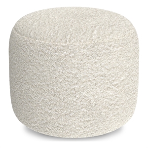 Pemberly Row 18&quot Wide Contemporary Pouf in White Boucle Fabric
