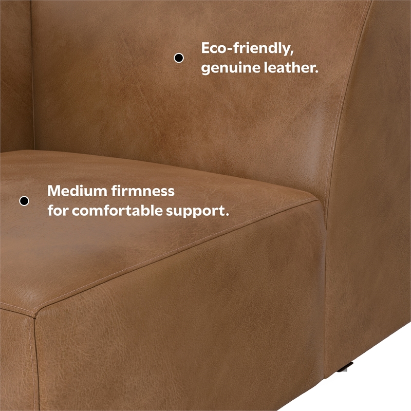 Pemberly Row Corner Sofa Module in Caramel Brown Genuine Leather