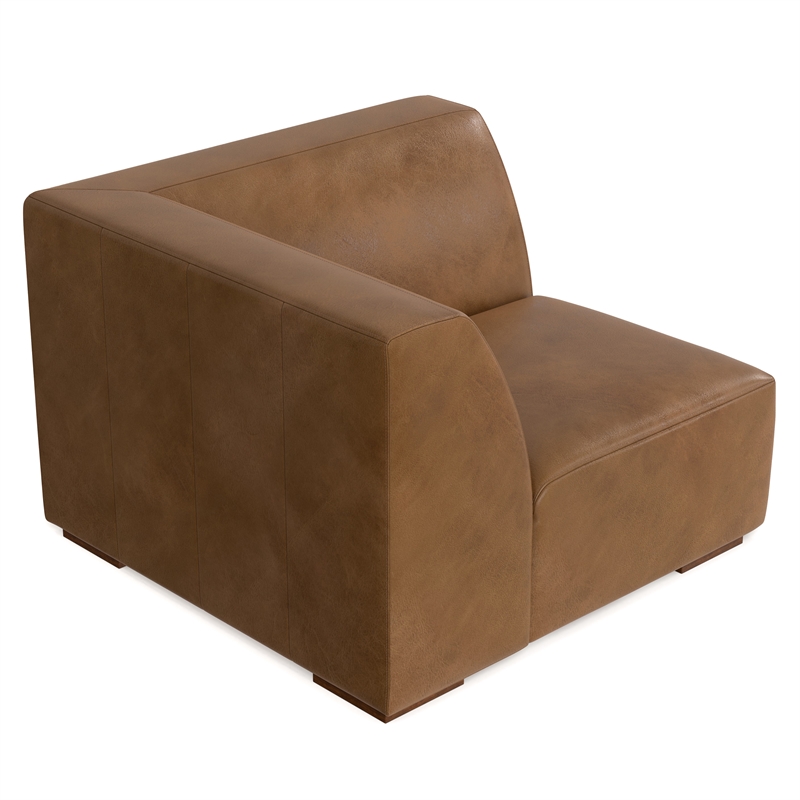 Pemberly Row Corner Sofa Module in Caramel Brown Genuine Leather