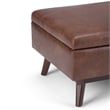 Pemberly Row Faux Leather Storage Coffee Table Ottoman in Saddle Brown