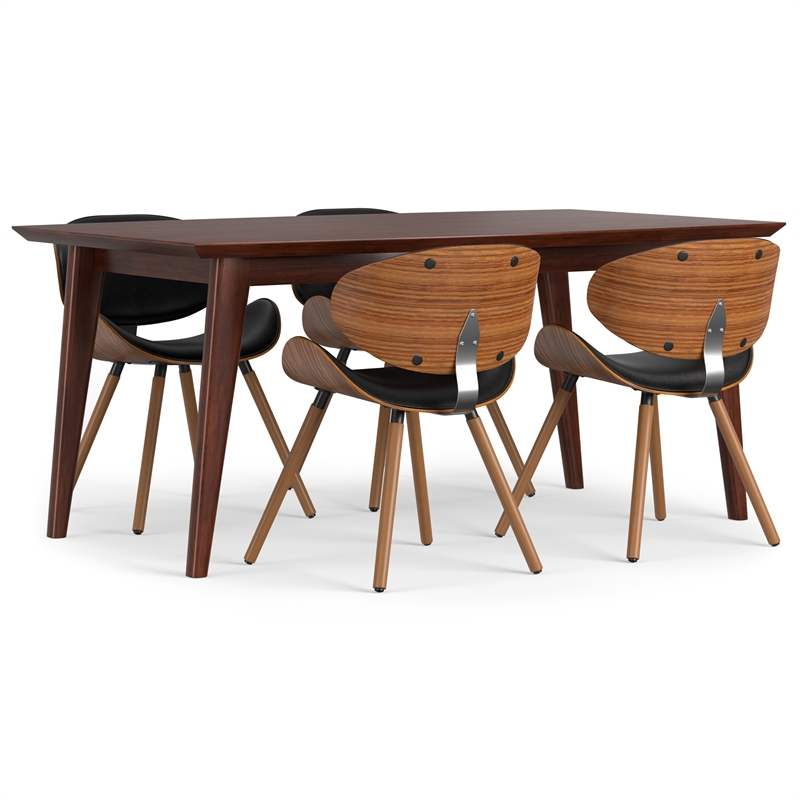 Pemberly Row 5 Piece Dining Set in Black Faux Leather with 66