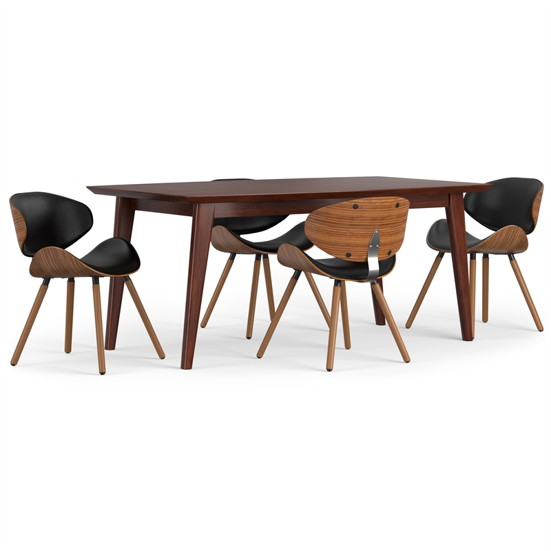 Pemberly Row 5 Piece Dining Set in Black Faux Leather with 66