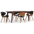 Pemberly Row 5 Piece Dining Set in Black Faux Leather with 66