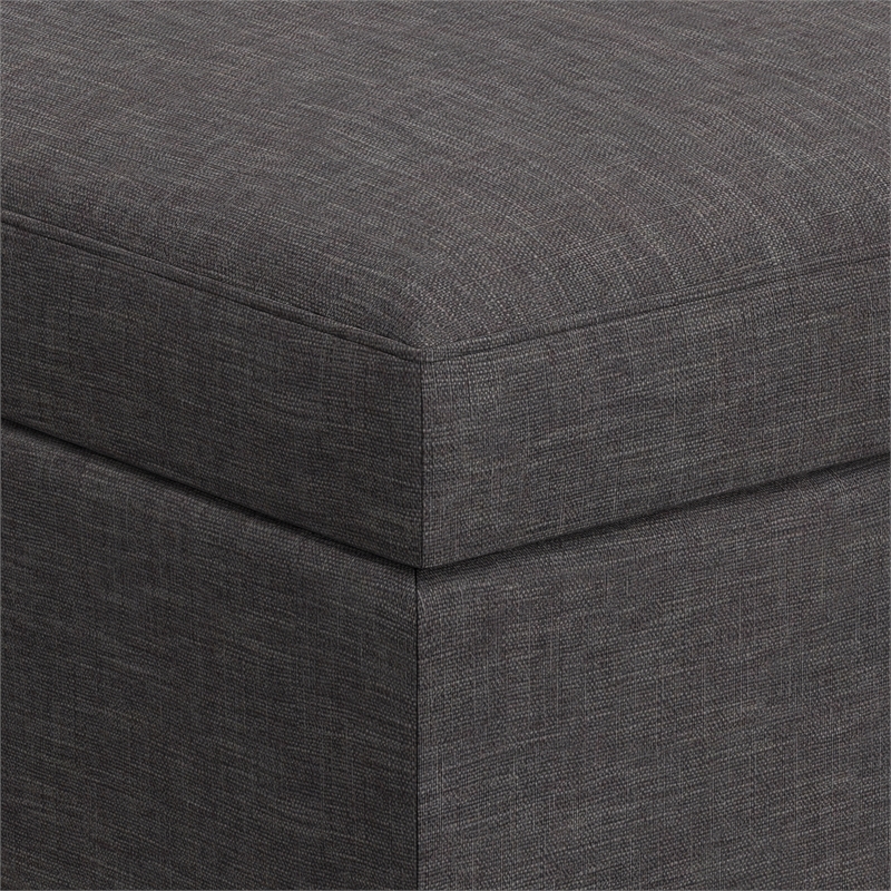 Pemberly Row Linen Look Coffee Table Storage Ottoman in Slate Gray