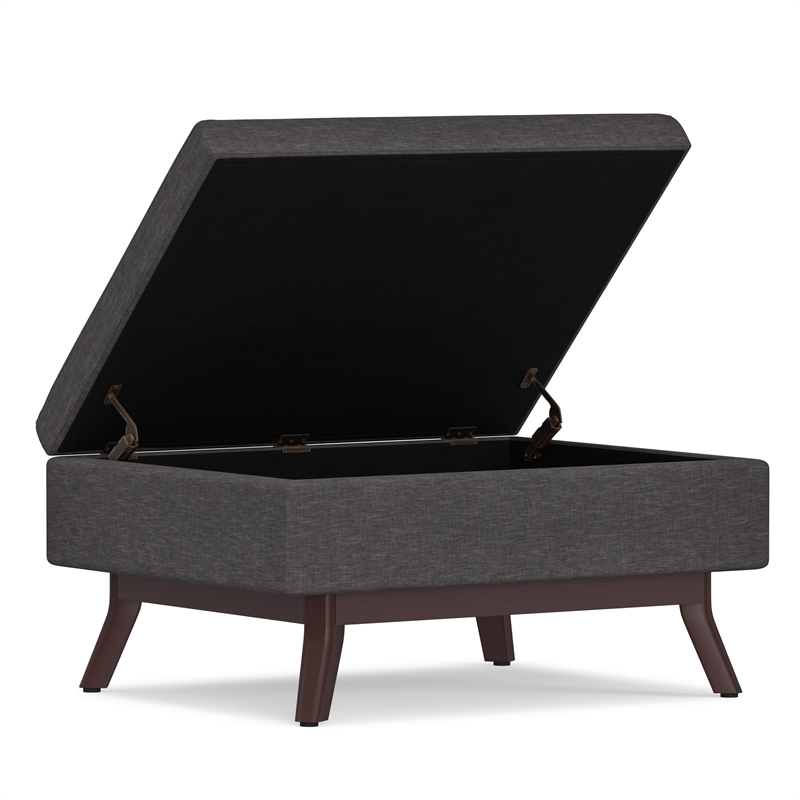 Pemberly Row Linen Look Coffee Table Storage Ottoman in Slate Gray