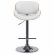 Pemberly Row Adjustable Swivel Bentwood Bar Stool in White Vegan Leather