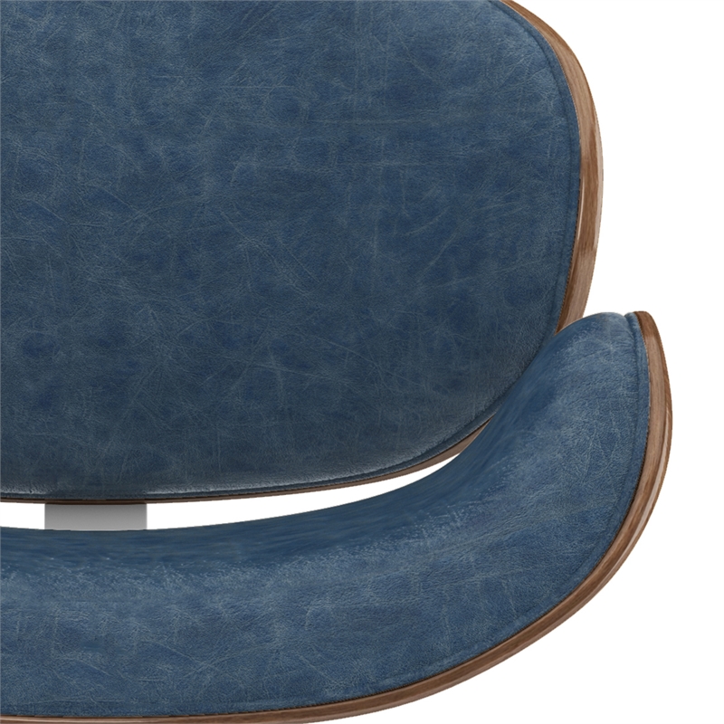 Pemberly Row Bentwood Adjustable Swivel Bar Stool in Distressed Blue