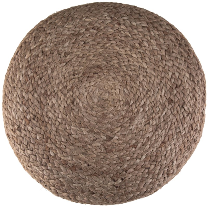 Pemberly Row Boho Round Braided Jute Pouf in Navy and Natural