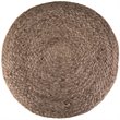Pemberly Row Boho Round Braided Jute Pouf in Navy and Natural