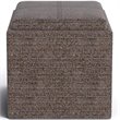 Pemberly Row Square Tweed Storage Ottoman with Tray in Mink Brown