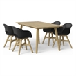 Pemberly Row Contemporary 5 Piece Outdoor Dining Set in Black