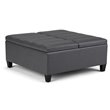 Pemberly Row Contemporary Storage Coffee Table Ottoman in Stone Gray