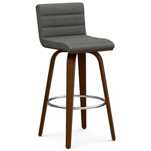 Pemberly Row 28&quot Engineered Wood and Fabric Swivel Bar Stool in Gray